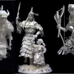 red-indians-women-hunters-paper-sculptures